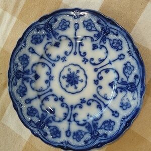Conway flow blue New Wharf dessert plate 7" English semi porcelain antique plate